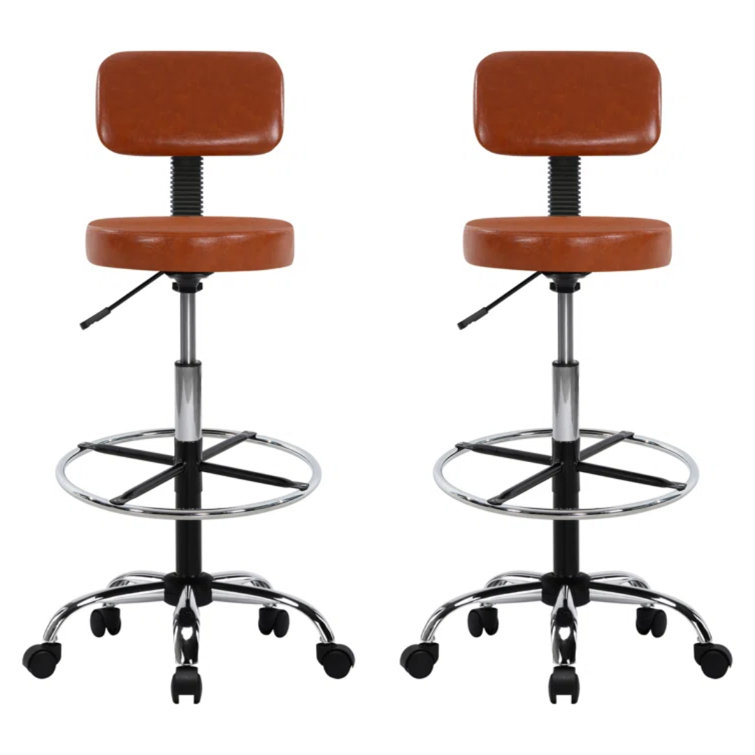 Inbox Zero Lamprini Backed Adjustable Height desk Stool with Footring